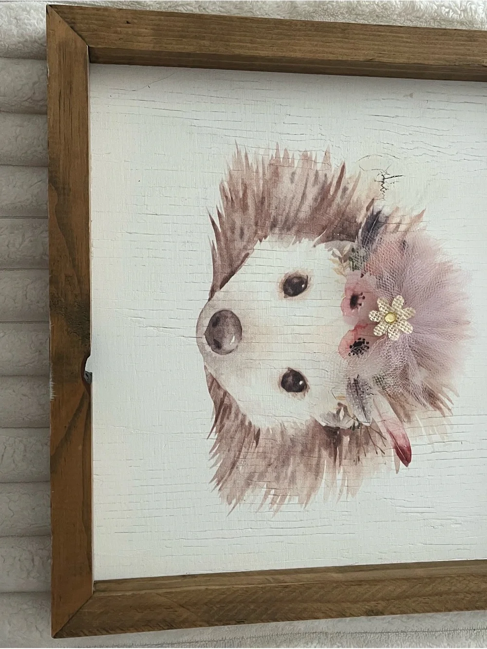 Framed Pink Floral Hedgehog Wall Art